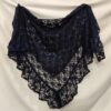 Elegante Navy Blauwe Sjaal – Kant met Bloemenpatroon