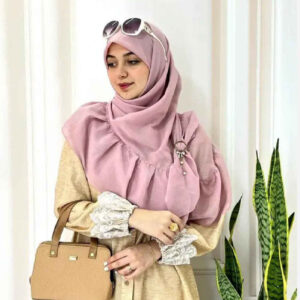 Roze Geplooide Sjaal – Samengebonden Chiffon