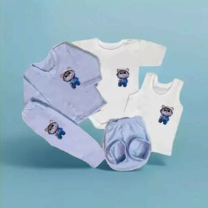 Shirtset – Essentiële Baby Kleding met Berenpatroon (5 stuks)