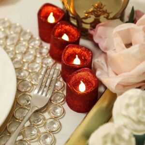 LED Waxinelichtjes Rood Glitter – Feestelijke Set van 10