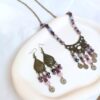 Traditionele Ketting en Oorbellen Set met Paarse Jade en Kristal