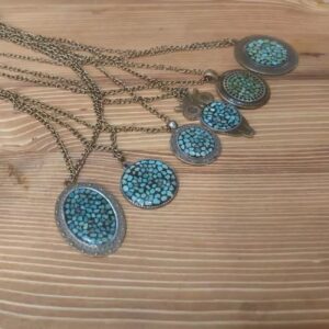 Turkoois Ingelegde Bronzen Ketting – Elegante Traditionele Iraanse Stijl