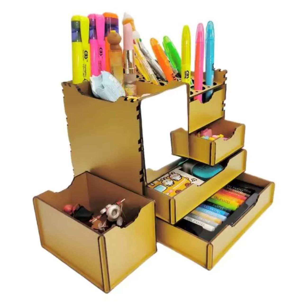 Houten Make-up en Schrijfwaar Standaard met 4 Laden