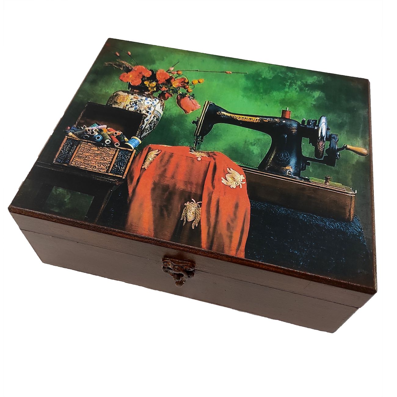 Houten Naaidoos met Verschillende Secties – Artistiek