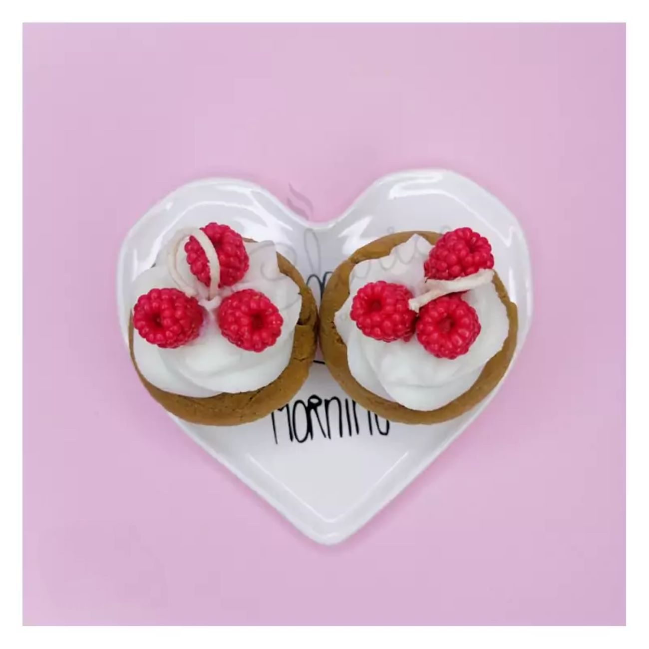 Ambachtelijke Cupcake Kaars Framboos & Slagroom (Set van 2)