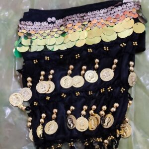 Munten Belly Dance Heupsjaal – Zwart Lurex