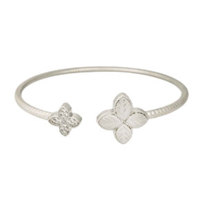 Zilveren Manchet Armband – Bloem Design