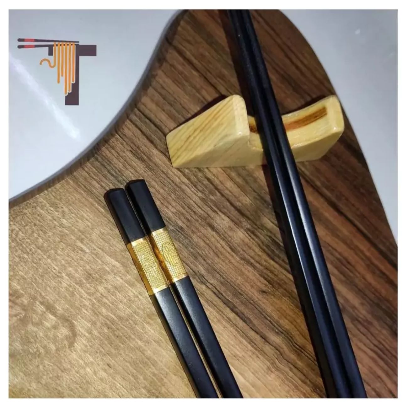 Duurzame zwarte melamine eetstokjes set van 4
