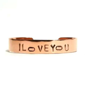 Gegraveerde Koperen Manchette Armband met Engelse Kalligrafie