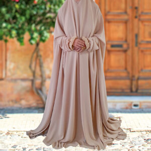 Islamitische Namaz Chador met Voorkant-Gesloten & Mouwen voor Dames