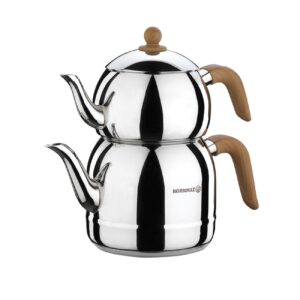 Korkmaz theepot- en ketelset Model A196 – Roestvrij staal met chroom-nikkel coating