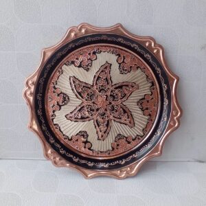 Grote Koperen Serveertray met Ster Design, Zilver Inleg en Nano Afwerking