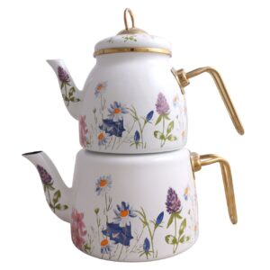 Premium emaille theeketelset – Inclusief bijpassende theepot, geschikt voor dagelijks gebruik