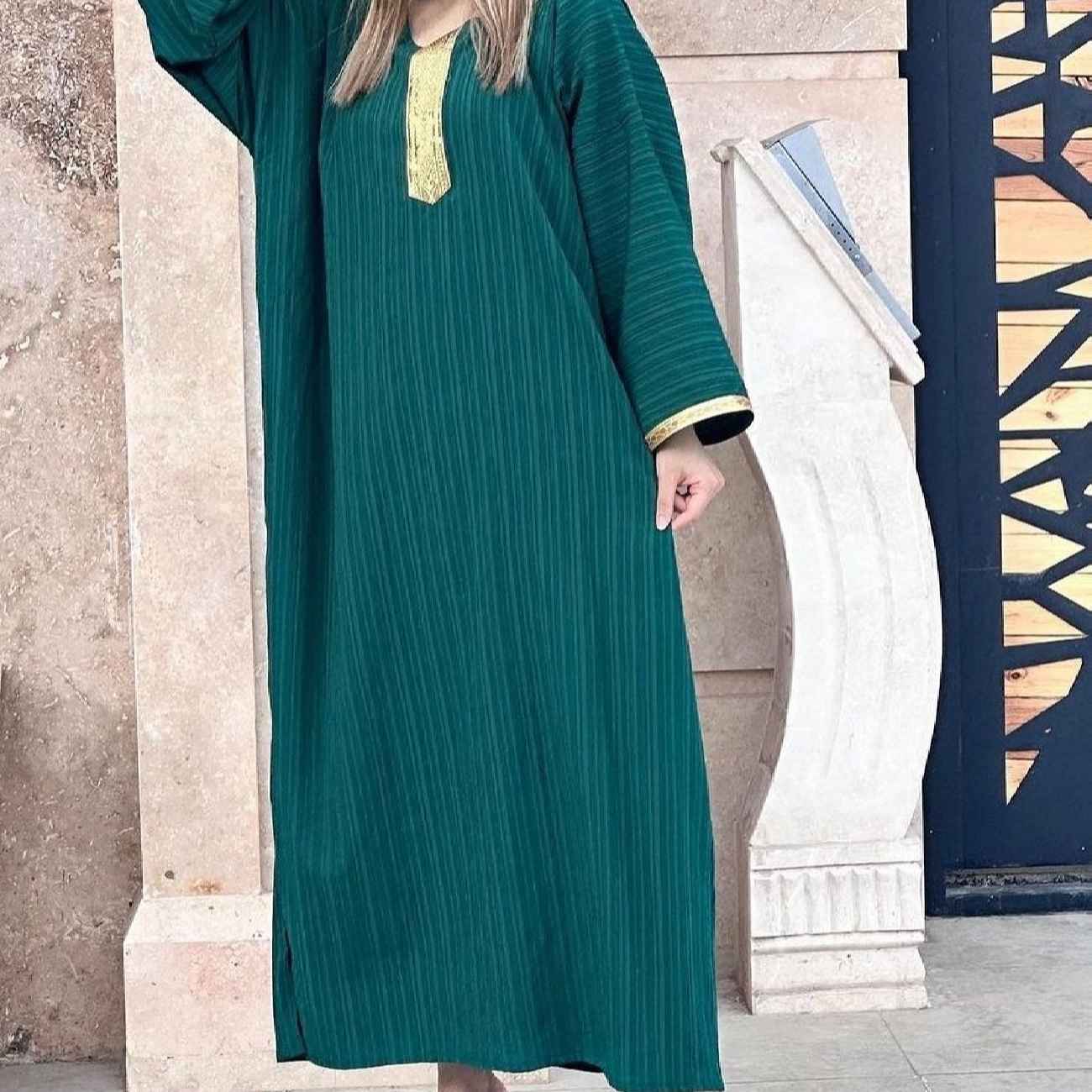 Groene Katoenen Kaftan voor Dames