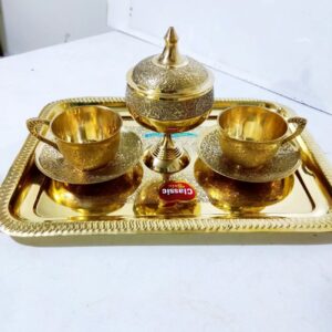 Vintage Messing Theeservies voor Twee Personen
