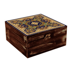 Gele Houten Cadeaudoos – Perzische Bloemenpaisley