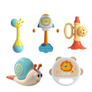 5-Delige Baby Rammelaar en Bijtring Set – Kleurrijk & Veilig