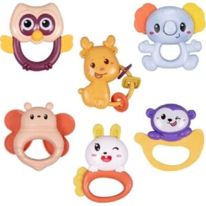 6-Delige Baby Rammelaar en Bijtring Set – Dier Ontwerp