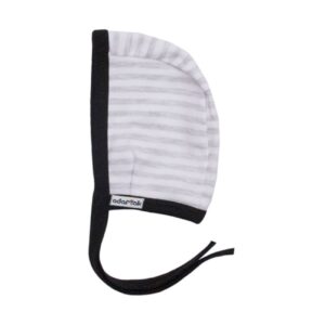 Gestreepte Baby Oorklep Muts – Wit/Zwart Katoen