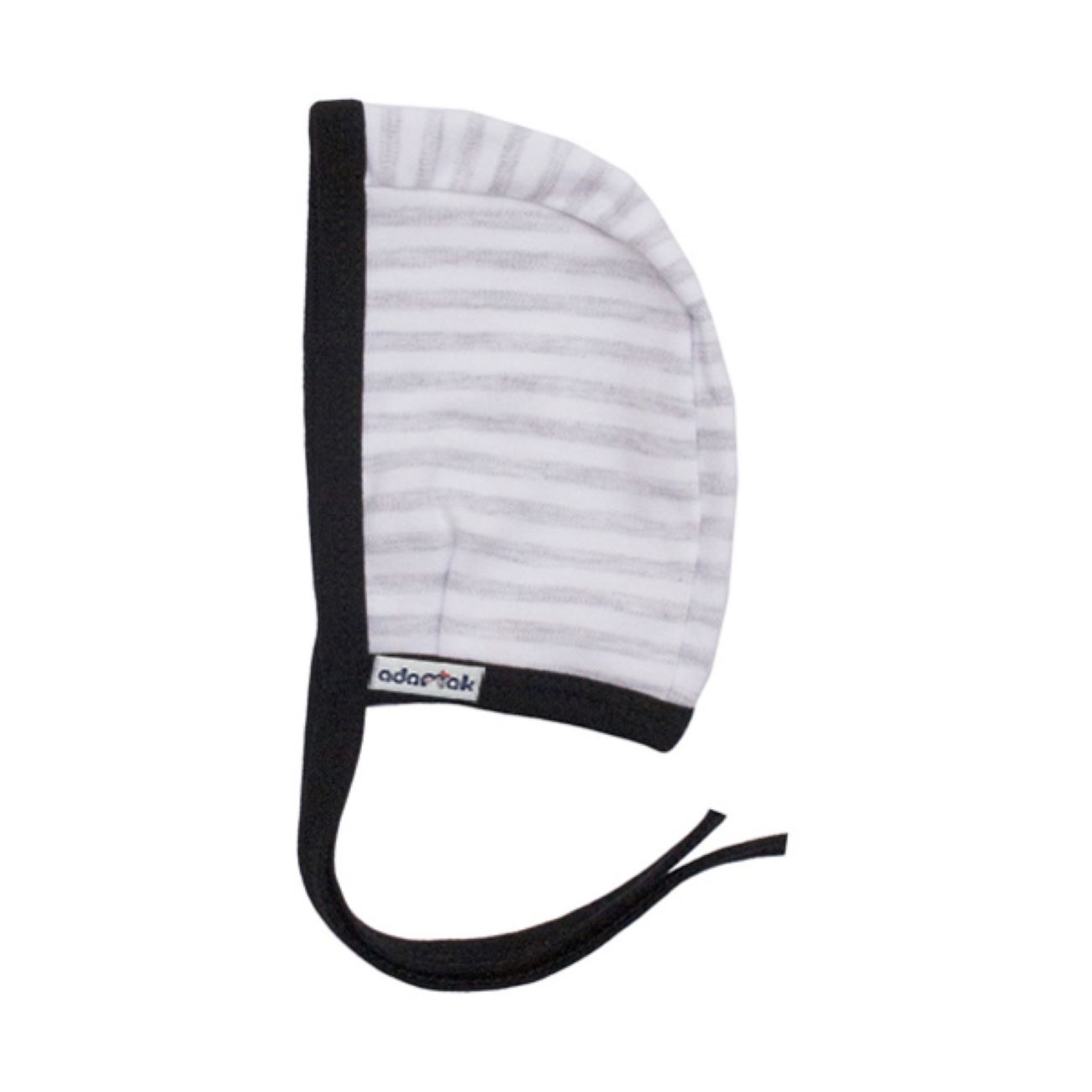 Gestreepte Baby Oorklep Muts – Wit/Zwart Katoen