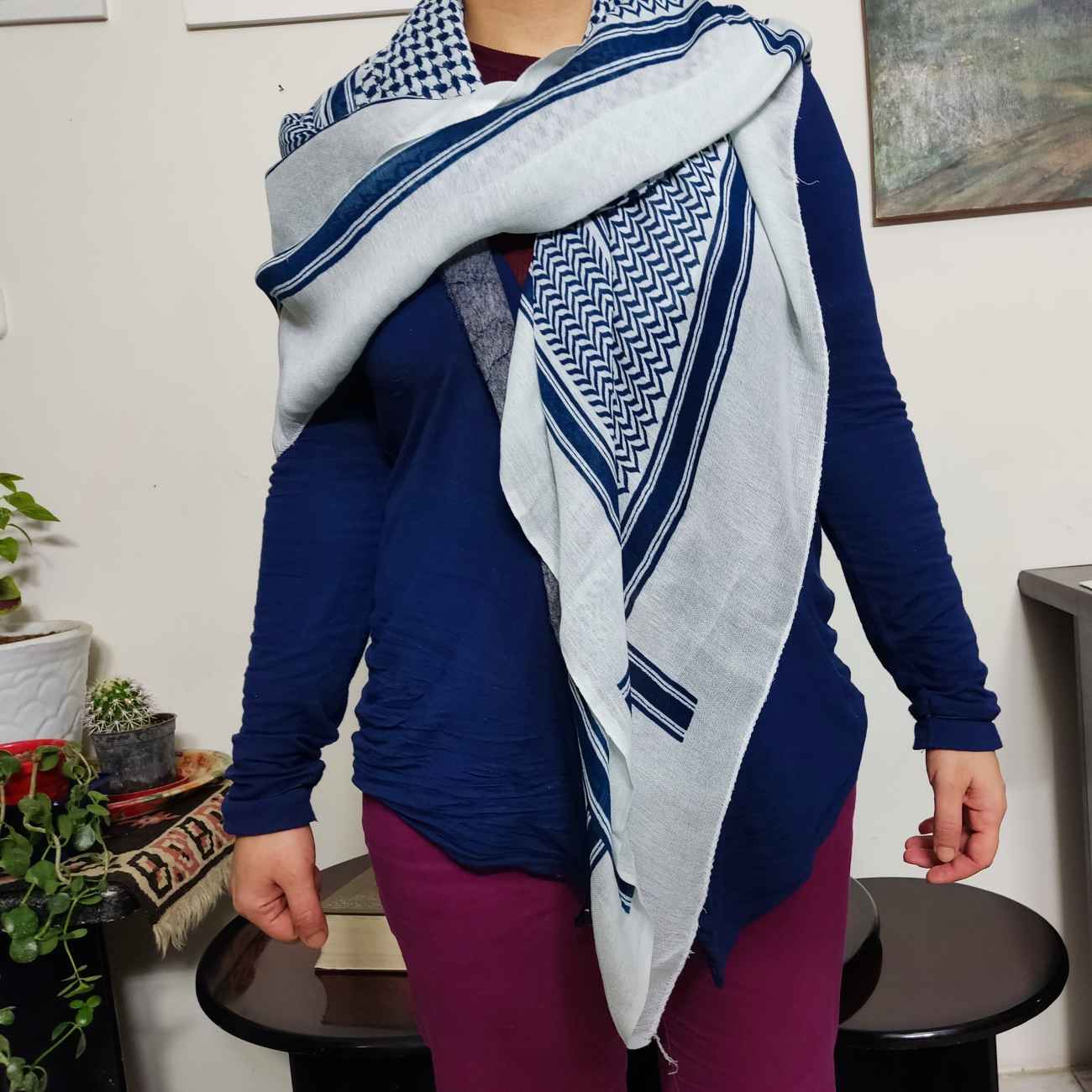 Arafat Shemagh – Wit Geruite Katoenen Sjaal