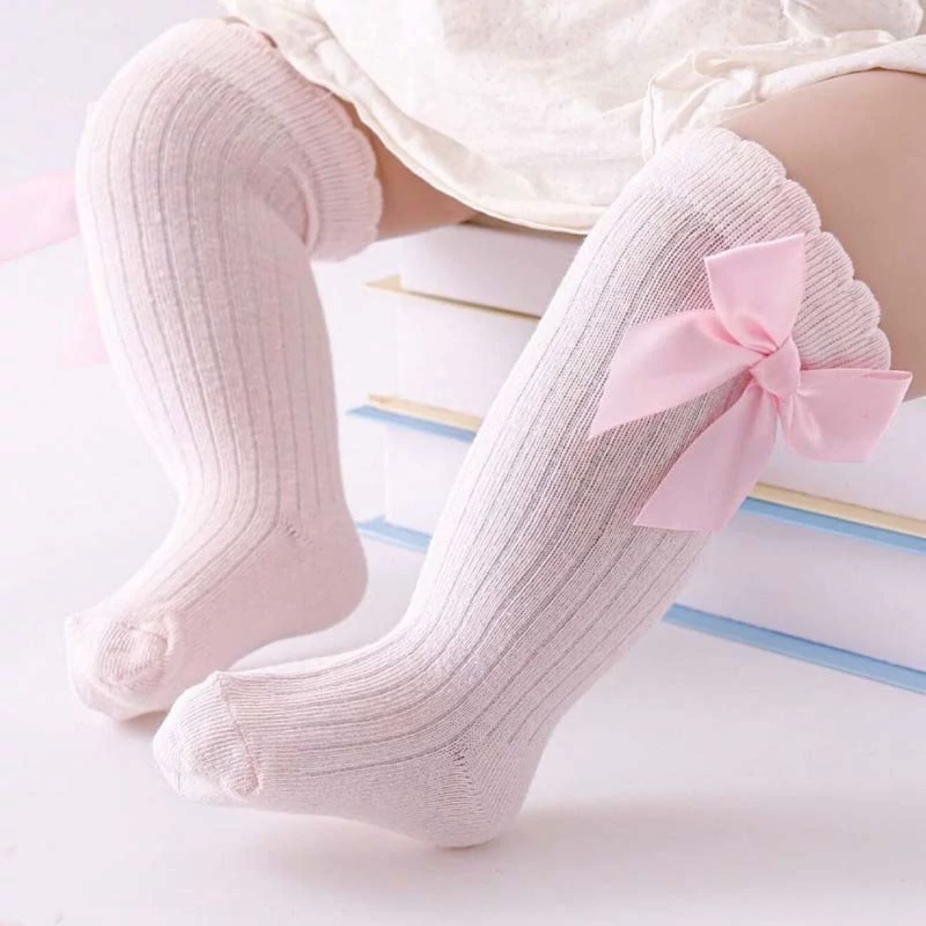Baby Meisjes Sokken met Roze Strik