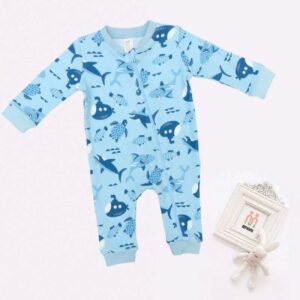 Baby Sportief Rompertje – Navy Walvis Katoen