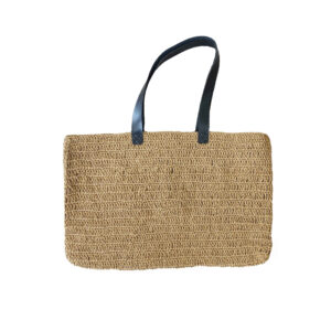 Boho Gehaakte Raffia Tas met Kunstleren Band