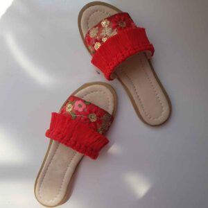 Boho Zomer Slipper – Rood met Spiegelmozaïek
