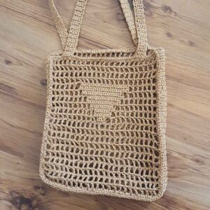 Casual raffia tas – Cream