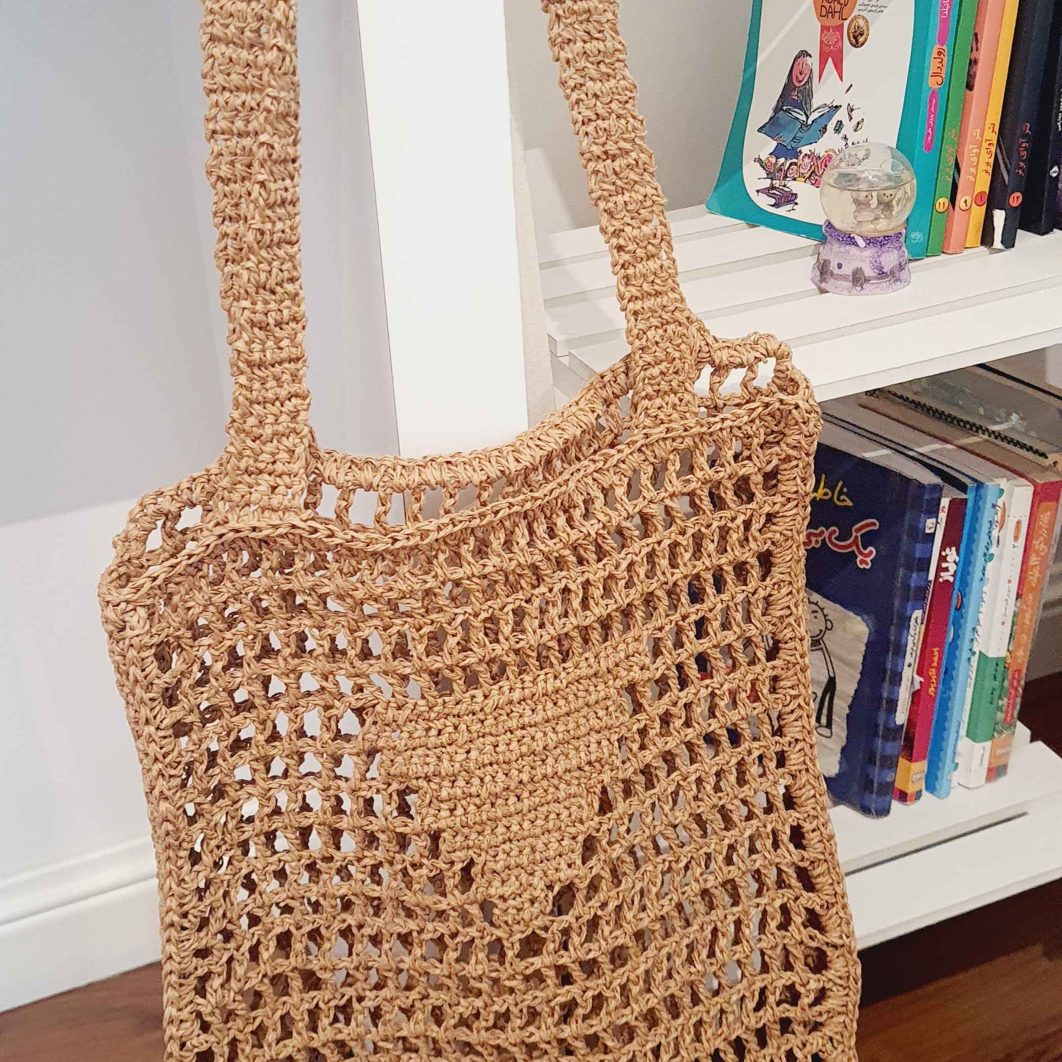 Casual raffia tas – Cream