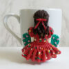 Ceramic Mug – Handmade Doll Design Girl in Red (3)