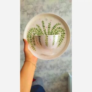 Keramische wandplantenbak | elegant bladmotief pot