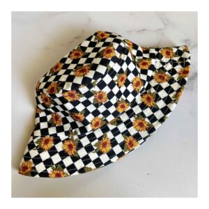 Chique Bucket Hat met Bloemen Geruit Ontwerp – Geschikt voor Casual Looks