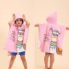 Children’s Blue Unicorn Hooded Poncho Towel – Perfect for Bath Time and Sunbathing (3)