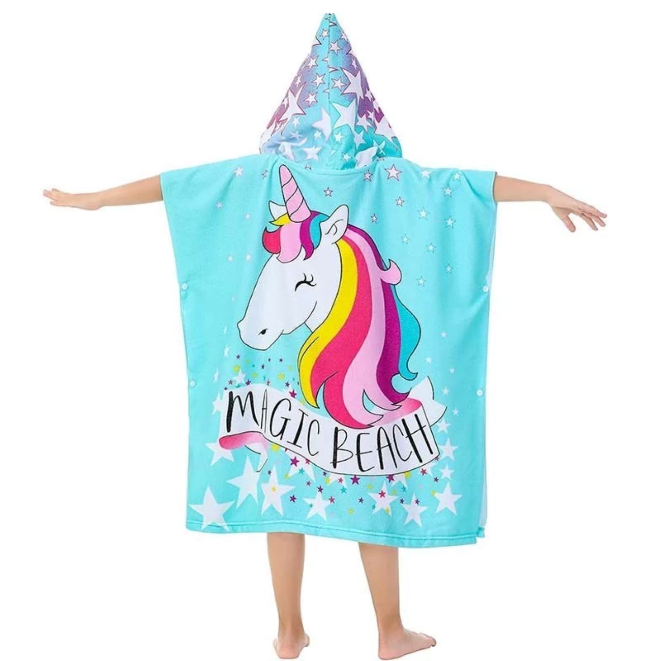 Roze badhanddoek poncho met capuchon – Lama ontwerp