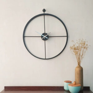 Contemporaine metalen wandklok – Minimalistisch Zwart