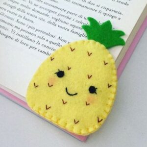 Vilten Hoek Bladwijzer – Ananas Design – Geel (4 stuks)
