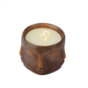 Decoratieve Houten Pot Kaars, Langdurig & Rustieke Stijl met Gezicht Ontwerp