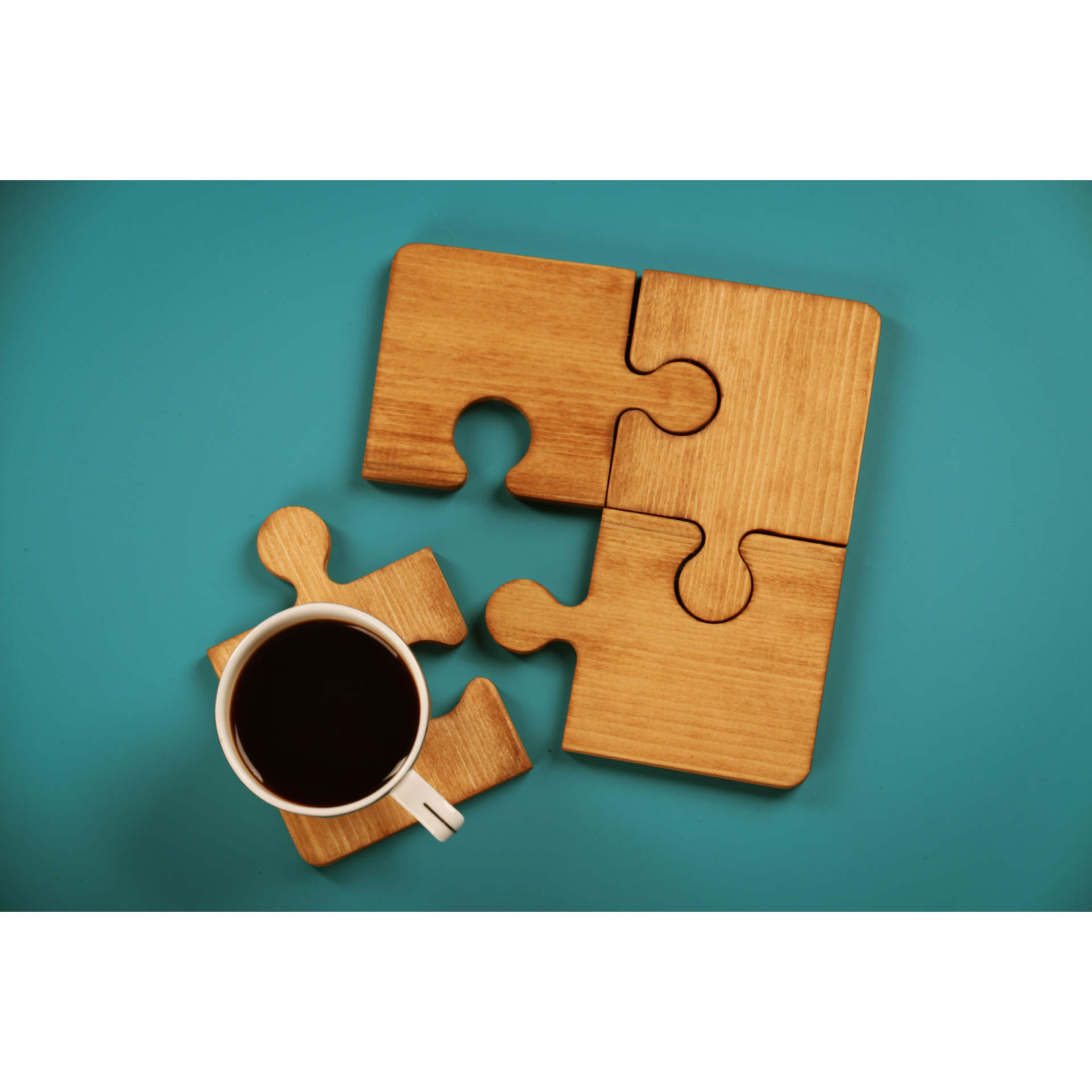Milieuvriendelijke Puzzel Onderzetters met Houder 5-pack – Perfect voor Eet- & Salontafels