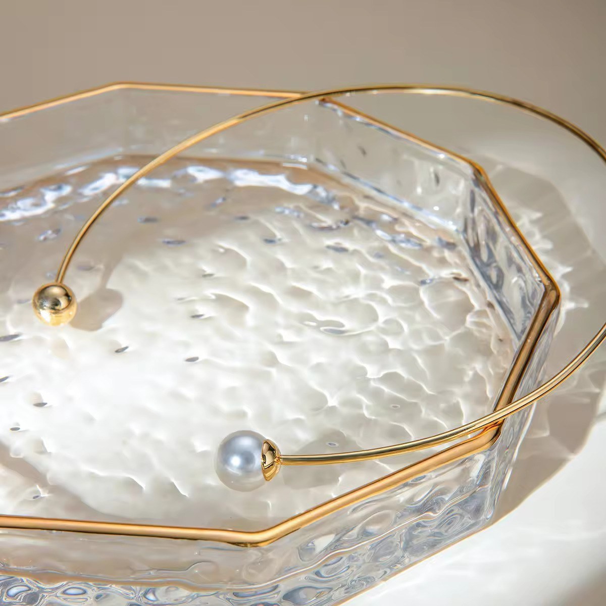 Goud Vergulde Choker Ketting met Parel