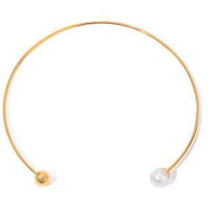 Goud Vergulde Choker Ketting met Parel