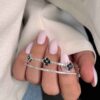Elegant Double-Line Cuff Bracelet for Women – Van Cleef Design with Colorful Gems (1)