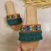 Embroidered Macrame Indoor Slipper for Women - Soft & Handmade with Leaf Design (4)