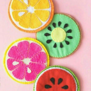 Fruitpatroon Vilt Onderzetters (4x) – Roze
