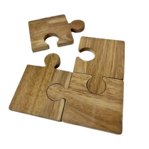 Houten Puzzel Tafelonderzetters (4x) – Minimalistisch