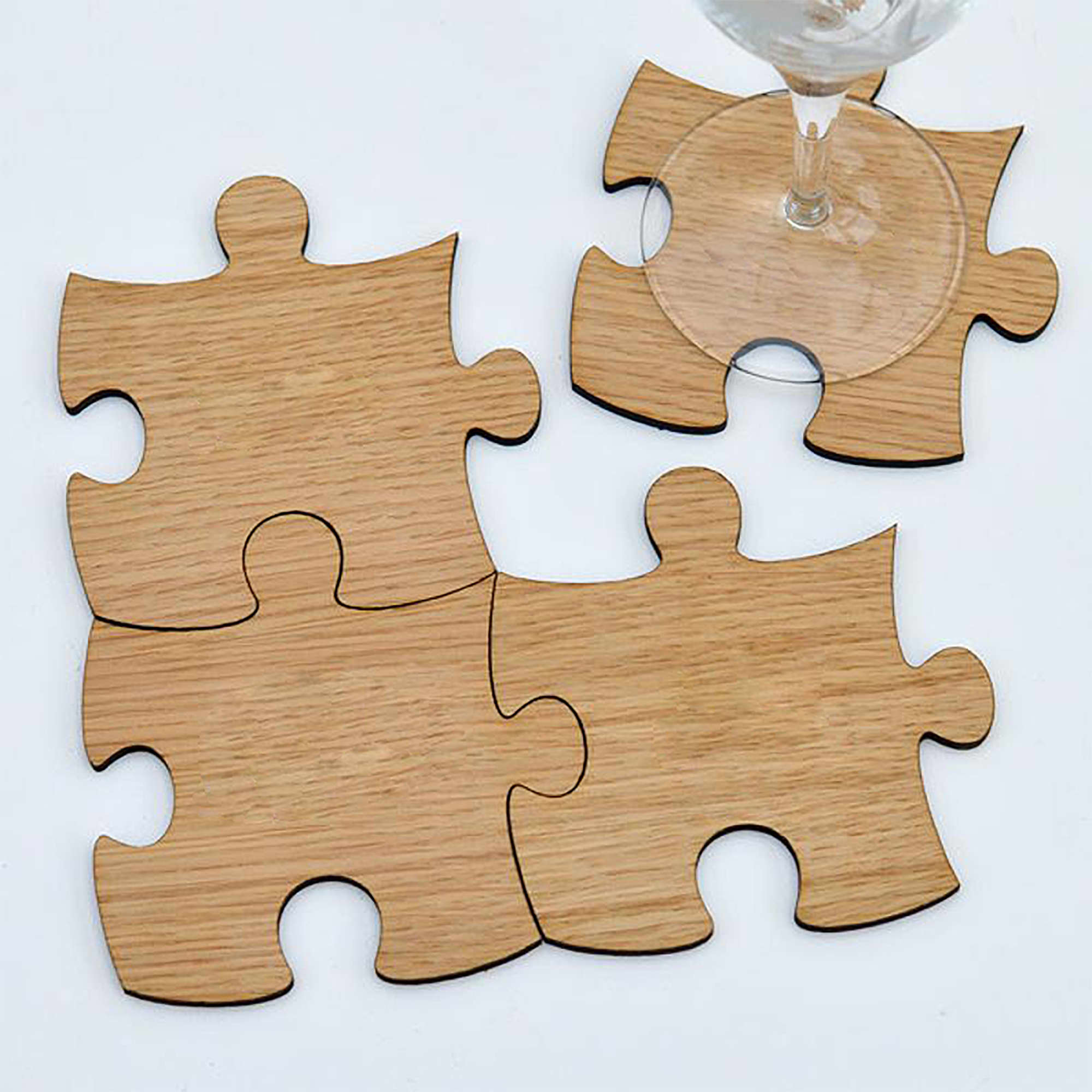 Geometrische Puzzel Houten Onderzetters 6-pack – Slim & Decoratief Tafelaccessoire