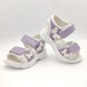 Elegante paarse meisjes sandalen met glitter en vlinder