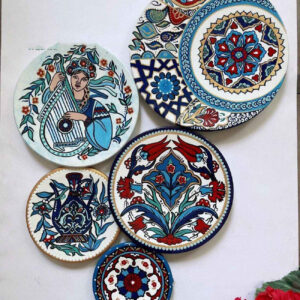 Handgemaakte Decoratieve Aardewerk Bordenset – Blauw (5 Stuks)
