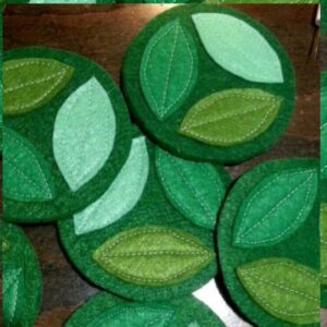 Handgemaakte Vilten Onderzetter Set – Bladpatroon (Set van 6)